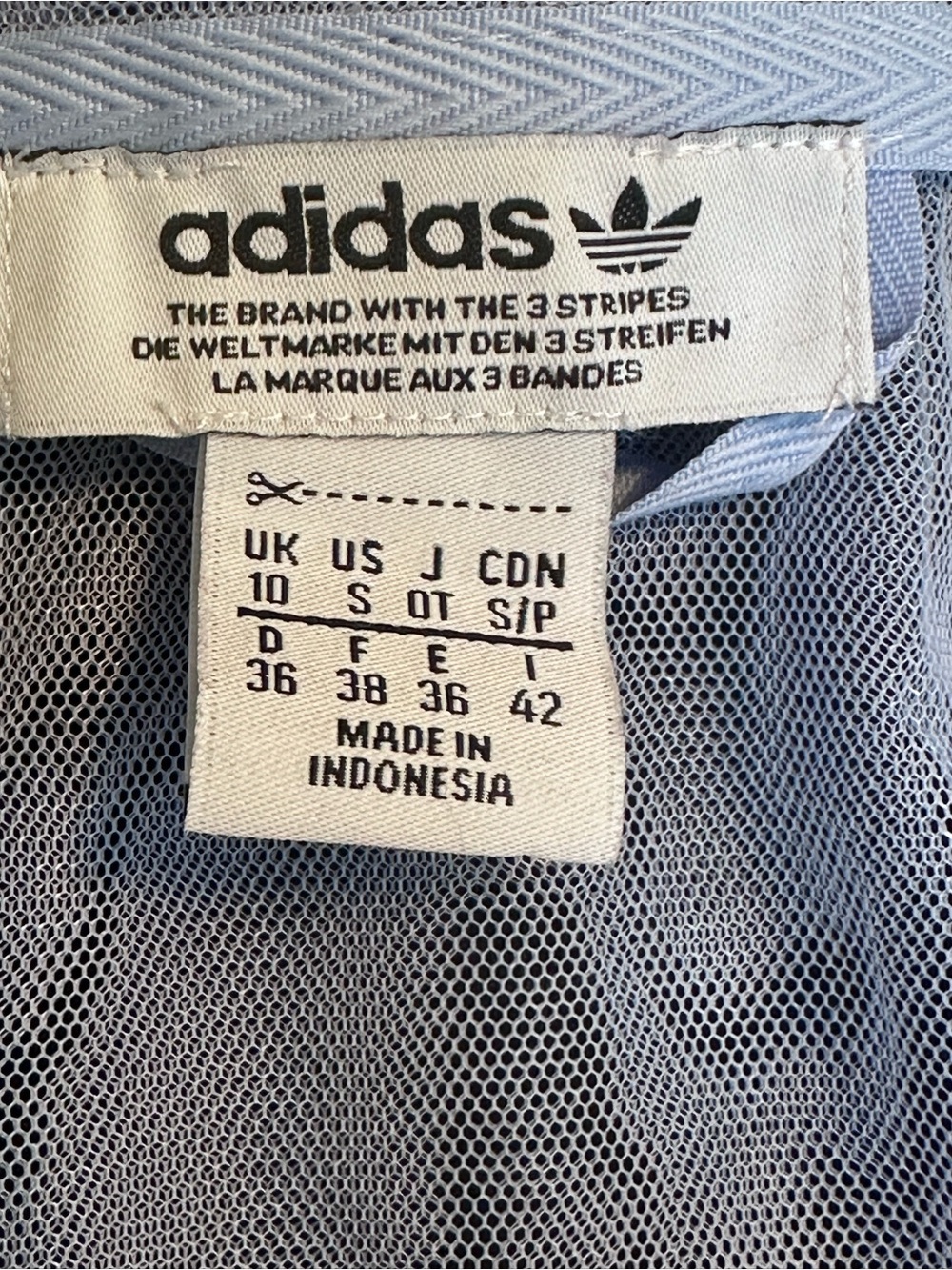 Adidas Track Top Jacket Sheer Mesh Tulle Periwinkle Blue & White Stripes Small - Picture 4 of 14